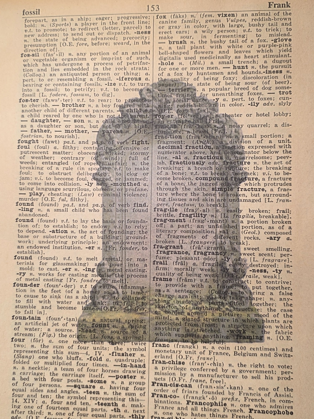 Fossil Black & Cream Vintage Dictionary Page Art Print